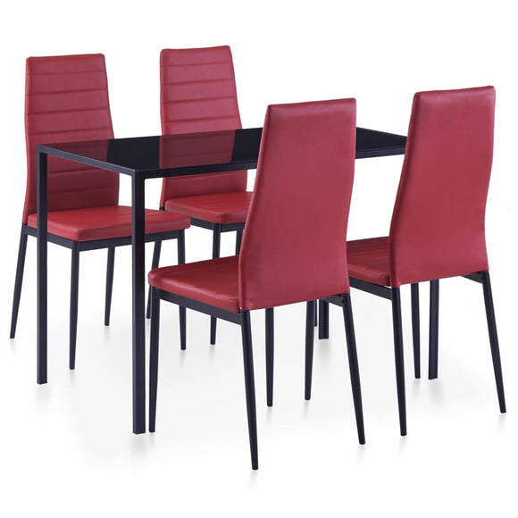 NNEVL Five Piece Dining Set Wine Red
