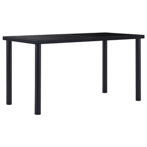 NNEVL Dining Table Black 140x70x75 cm Tempered Glass