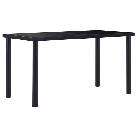 NNEVL Dining Table Black 140x70x75 cm Tempered Glass