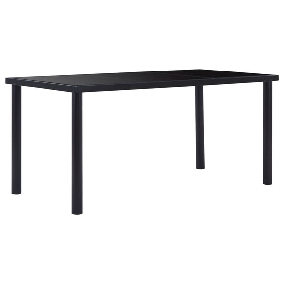 NNEVL Dining Table Black 160x80x75 cm Tempered Glass