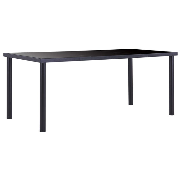 NNEVL Dining Table Black 180x90x75 cm Tempered Glass