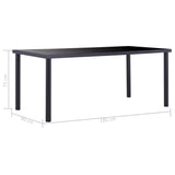 NNEVL Dining Table Black 180x90x75 cm Tempered Glass