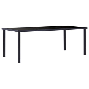 NNEVL Dining Table Black 200x100x75 cm Tempered Glass