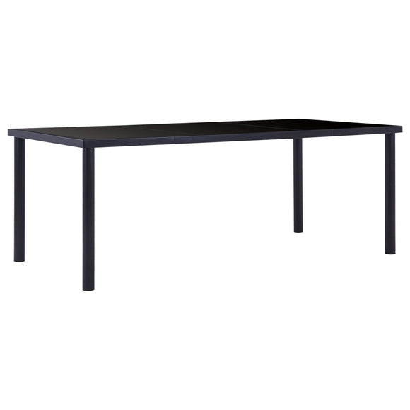 NNEVL Dining Table Black 200x100x75 cm Tempered Glass