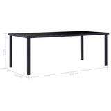 NNEVL Dining Table Black 200x100x75 cm Tempered Glass