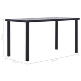 NNEVL Dining Table Black and Concrete Grey 140x70x75 cm MDF