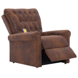 NNEVL Massage Recliner Chair Brown Faux Suede Leather