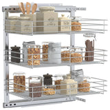 NNEVL 3-Tier Pull-out Kitchen Wire Basket Silver 47x35x56 cm