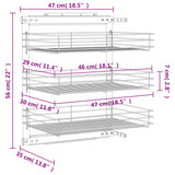 NNEVL 3-Tier Pull-out Kitchen Wire Basket Silver 47x35x56 cm