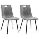 NNEVL Dining Chairs 2 pcs Dark Grey Faux Leather