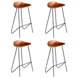 NNEVL Bar Stools 4 pcs Brown Real Leather
