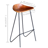NNEVL Bar Stools 4 pcs Brown Real Leather