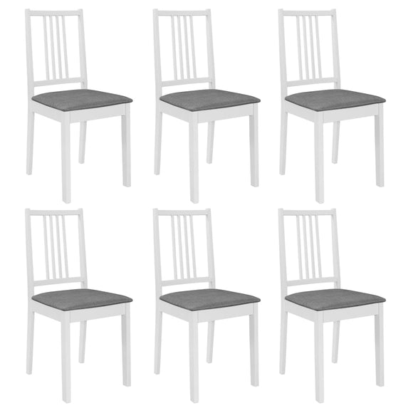 NNEVL Dining Chairs with Cushions 6 pcs White Solid Wood