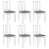NNEVL Dining Chairs with Cushions 6 pcs White Solid Wood