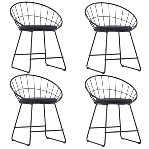NNEVL Dining Chairs with Faux Leather Seats 4 pcs Black Steel