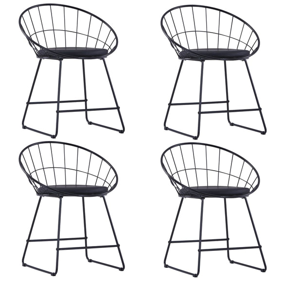 NNEVL Dining Chairs with Faux Leather Seats 4 pcs Black Steel