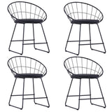 NNEVL Dining Chairs with Faux Leather Seats 4 pcs Black Steel
