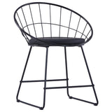NNEVL Dining Chairs with Faux Leather Seats 4 pcs Black Steel