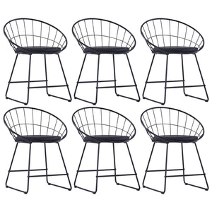NNEVL Dining Chairs with Faux Leather Seats 6 pcs Black Steel