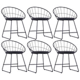 NNEVL Dining Chairs with Faux Leather Seats 6 pcs Black Steel