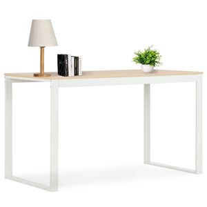 NNEVL Computer Desk White and Oak 120x60x70 cm