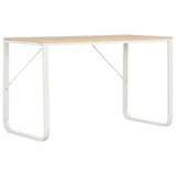 NNEVL Computer Desk White and Oak 120x60x73 cm
