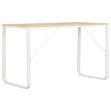 NNEVL Computer Desk White and Oak 120x60x73 cm