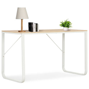 NNEVL Computer Desk White and Oak 120x60x73 cm