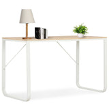 NNEVL Computer Desk White and Oak 120x60x73 cm