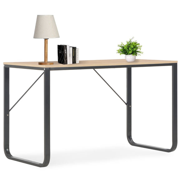 NNEVL Computer Desk Black and Oak 120x60x73 cm