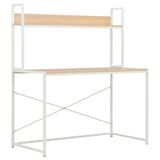 NNEVL Computer Desk White and Oak 120x60x138 cm