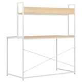 NNEVL Computer Desk White and Oak 120x60x138 cm