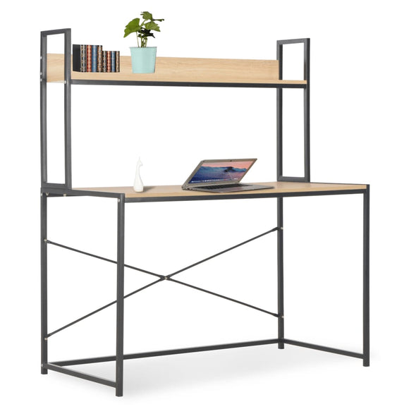 NNEVL Computer Desk Black and Oak 120x60x138 cm