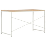 NNEVL Computer Desk White and Oak 120x60x70 cm