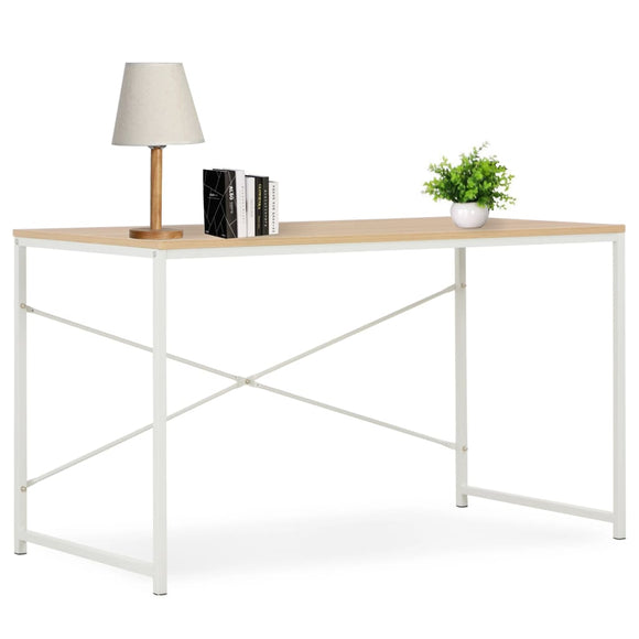 NNEVL Computer Desk White and Oak 120x60x70 cm