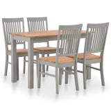 NNEVL 5 Piece Dining Set Solid Wood Oak