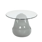 NNEVL Coffee Table with Oval Glass Top High Gloss Grey