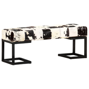 NNEVL Bench 110 cm Black Patchwork Genuine Goat Leather