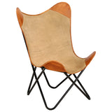 NNEVL Butterfly Chair Brown Real Leather and Canvas