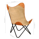 NNEVL Butterfly Chair Brown Real Leather and Canvas