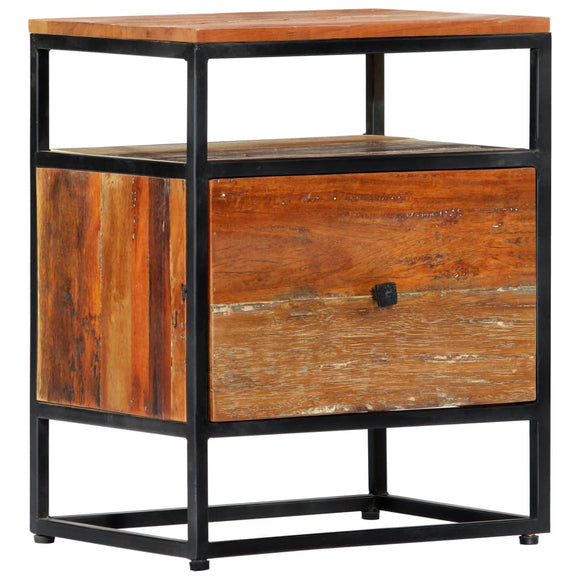 NNEVL Bedside Cabinet 40x30x50 cm Solid Reclaimed Wood and Steel