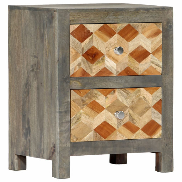 NNEVL Bedside Cabinet Grey 40x30x50 cm Solid Mango Wood