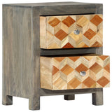 NNEVL Bedside Cabinet Grey 40x30x50 cm Solid Mango Wood