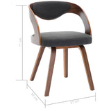 NNEVL Dining Chairs 2 pcs Dark Grey Bent Wood and Fabric