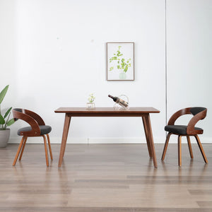 NNEVL Dining Chairs 2 pcs Dark Grey Bent Wood and Fabric