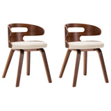 NNEVL Dining Chairs 2 pcs Cream Bent Wood and Faux Leather