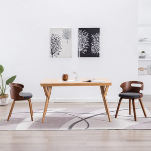 NNEVL Dining Chairs 2 pcs Dark Grey Bent Wood and Fabric