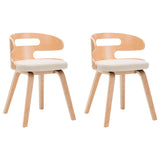 NNEVL Dining Chairs 2 pcs Cream Bent Wood and Faux Leather