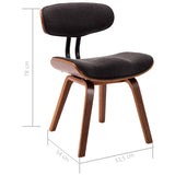 NNEVL Dining Chairs 2 pcs Grey Bent Wood and Fabric