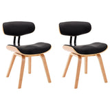 NNEVL Dining Chairs 2 pcs Black Bent Wood and Faux Leather